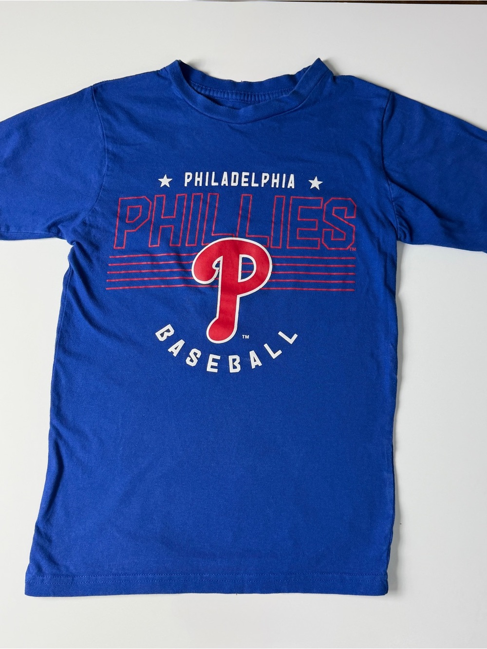 Philadelphia Phillies Youth Blue T Shirt Baseball Logo MLB Cotton Medium